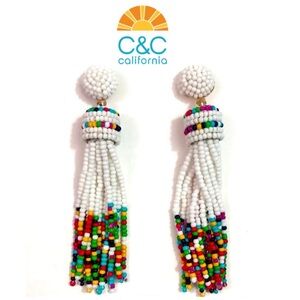 C&C California White & Rainbow Hanging Glass Bead Earring